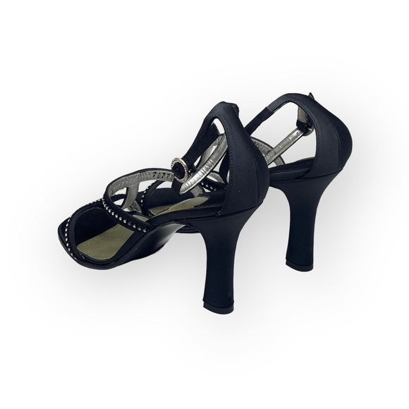 new Kenneth Cole ✰ Evening Star Rhinestone Embellished Sandal ✰ Black Satin ✰ 8M - Picture 5 of 16